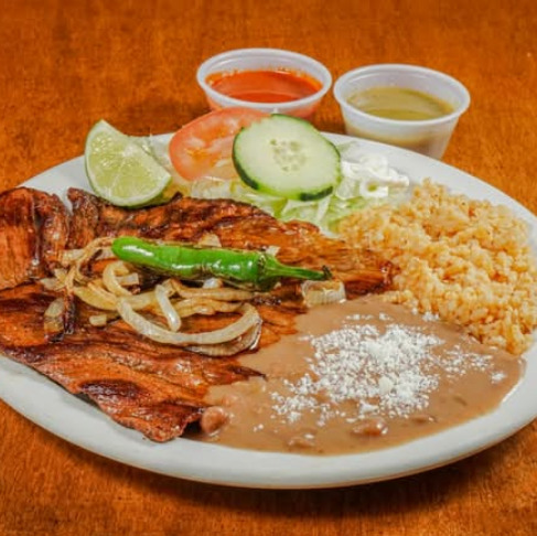 Authentic Carne Asada Plate with Rice and Beans in South Oklahoma City